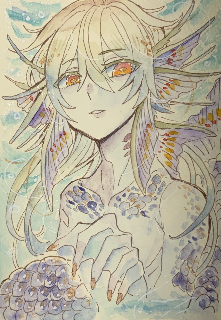 【あんしんパック】ハガキサイズ原画「深焉の非竜」