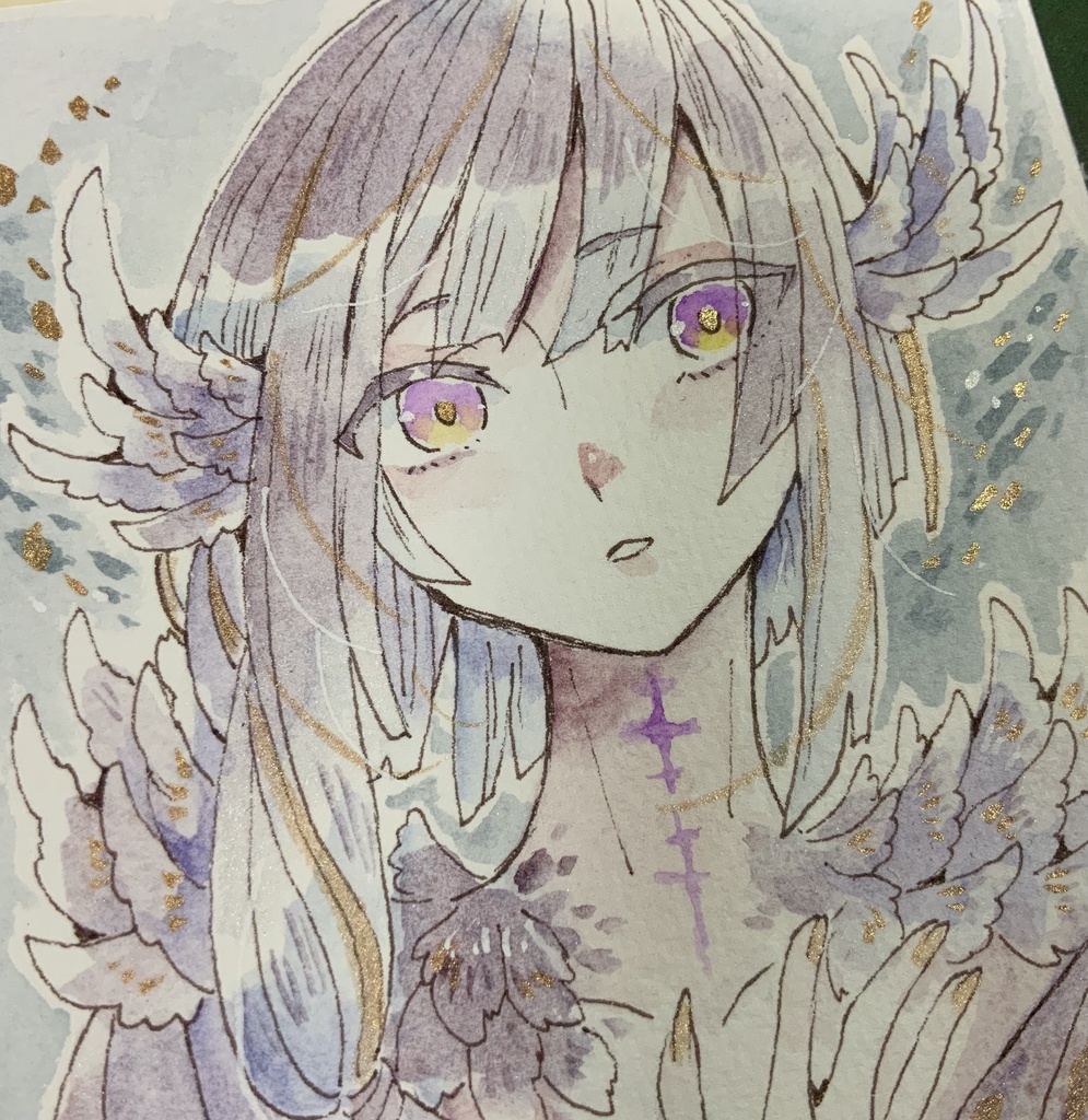 【あんしんパック】ハガキサイズ原画「叫紫の天使」