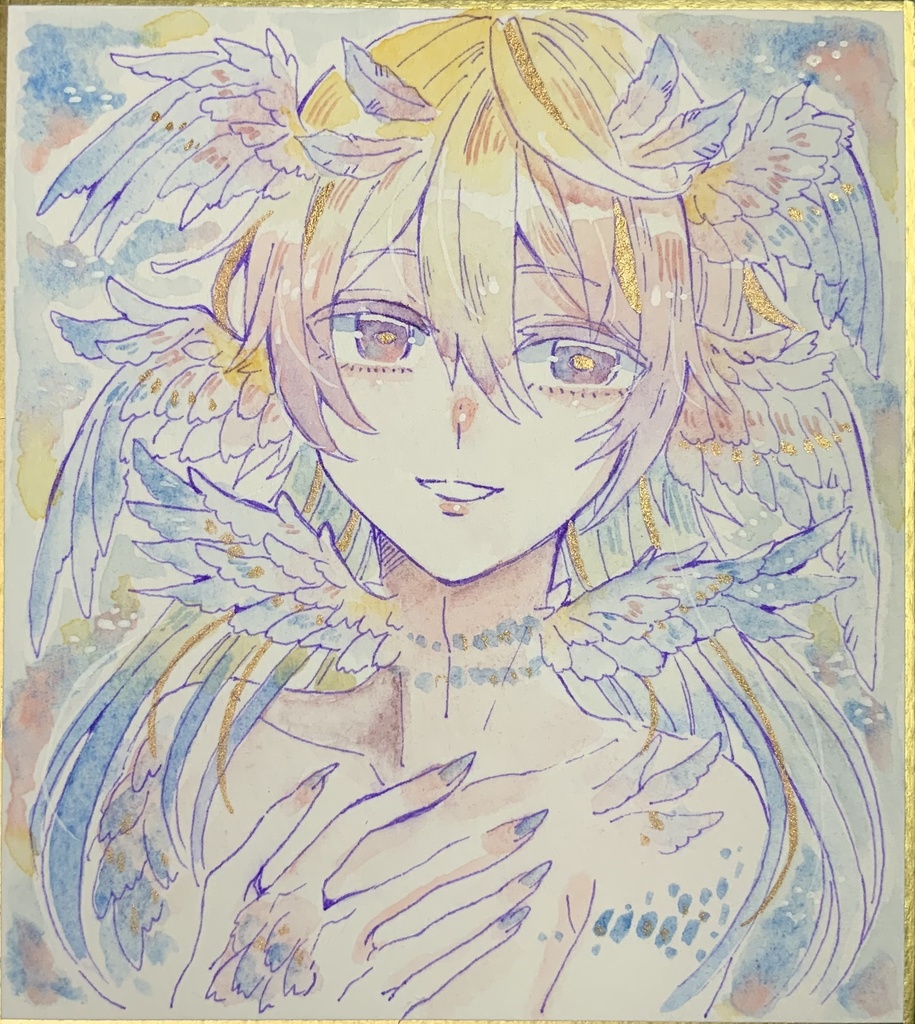 【あんしんパック】色紙「綿羽根の天使」
