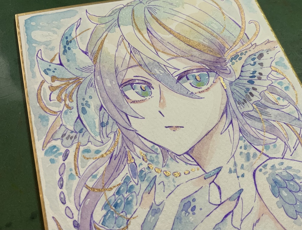 【あんしんパック】色紙「透水の花人魚」