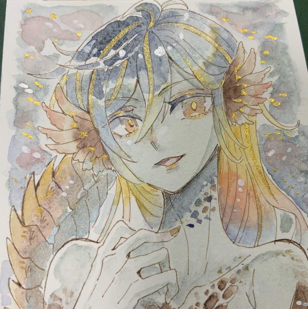 【あんしんパック】ハガキサイズ原画「淡羽根の仔竜」