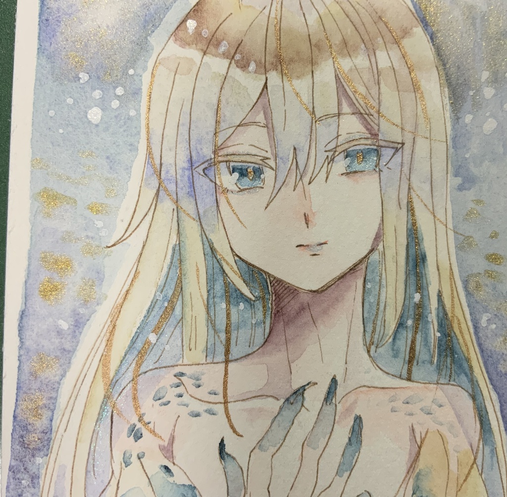 【あんしんパック】ハガキサイズ原画「染青の小鳥」