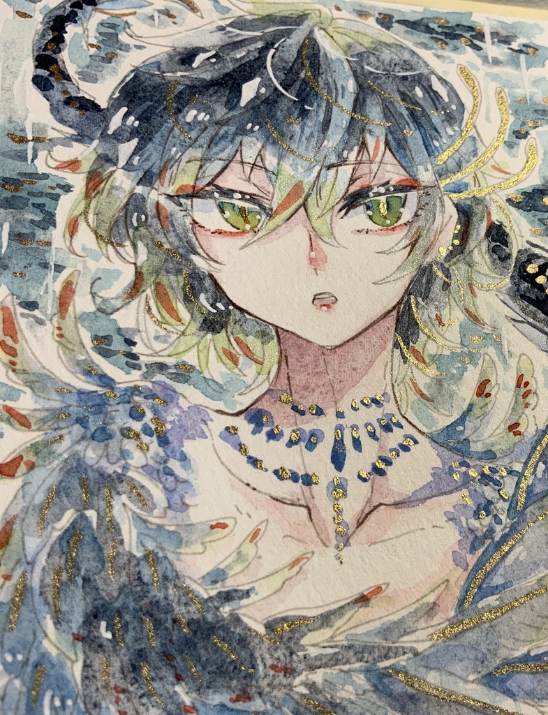 【あんしんパック】ハガキサイズ原画「極彩色の夜霜」