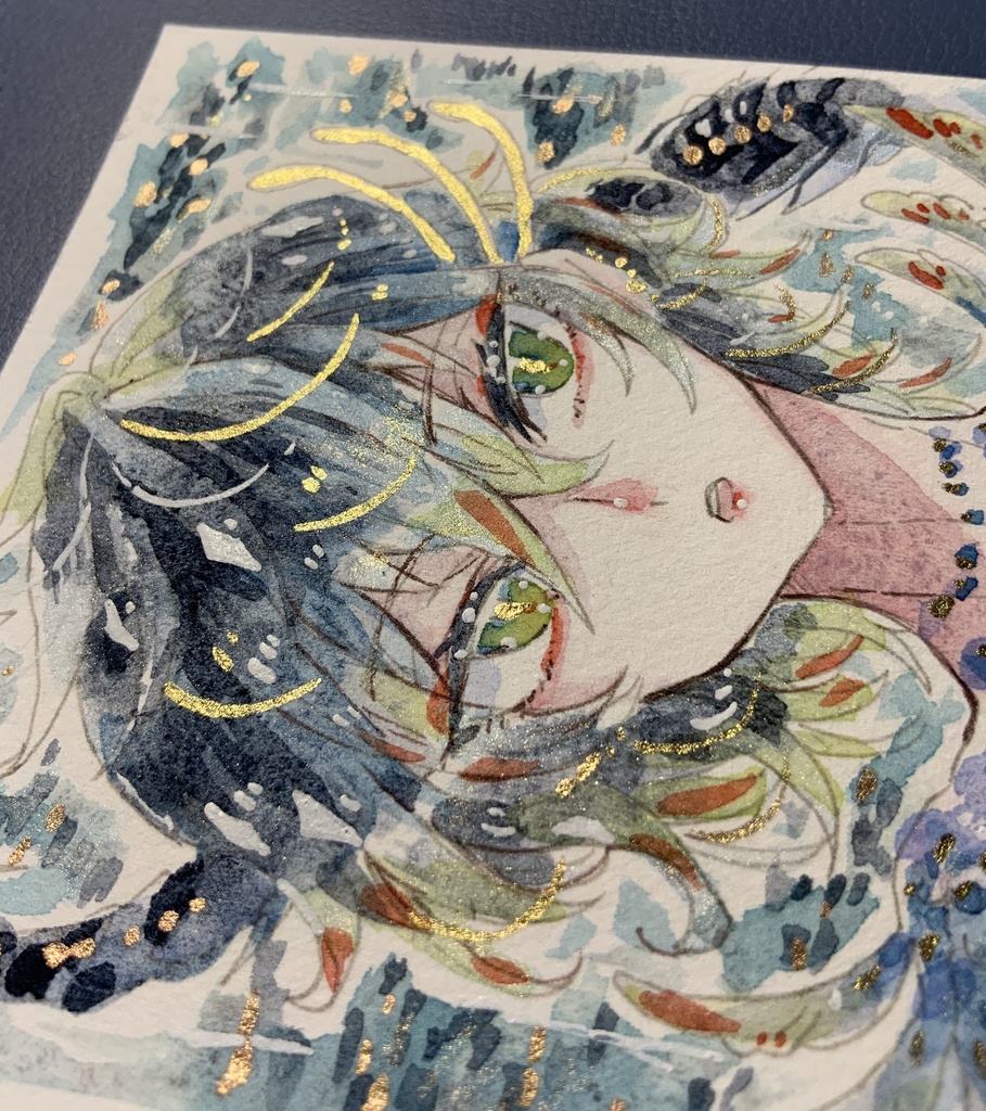 【あんしんパック】ハガキサイズ原画「極彩色の夜霜」