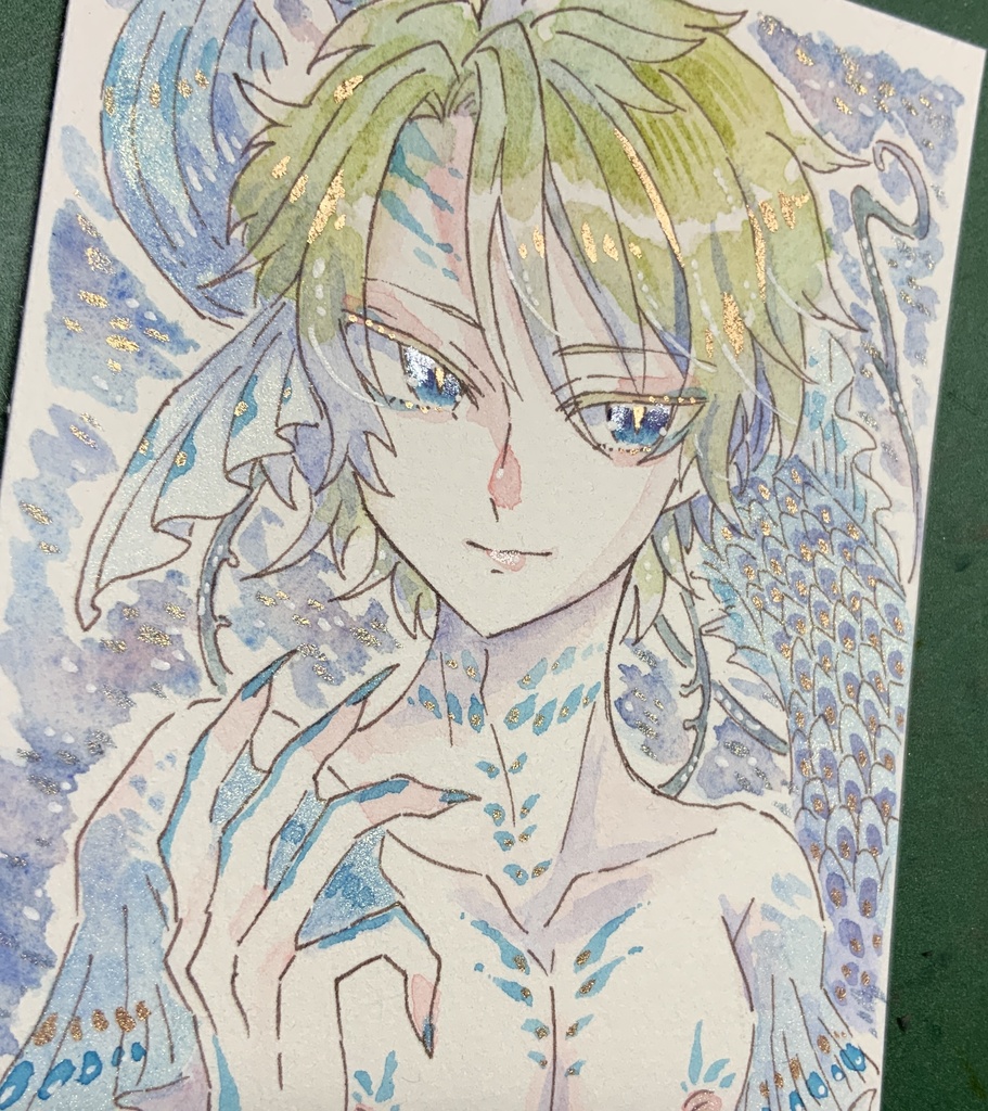 【あんしんパック】ハガキサイズ原画「泡粒の人魚」