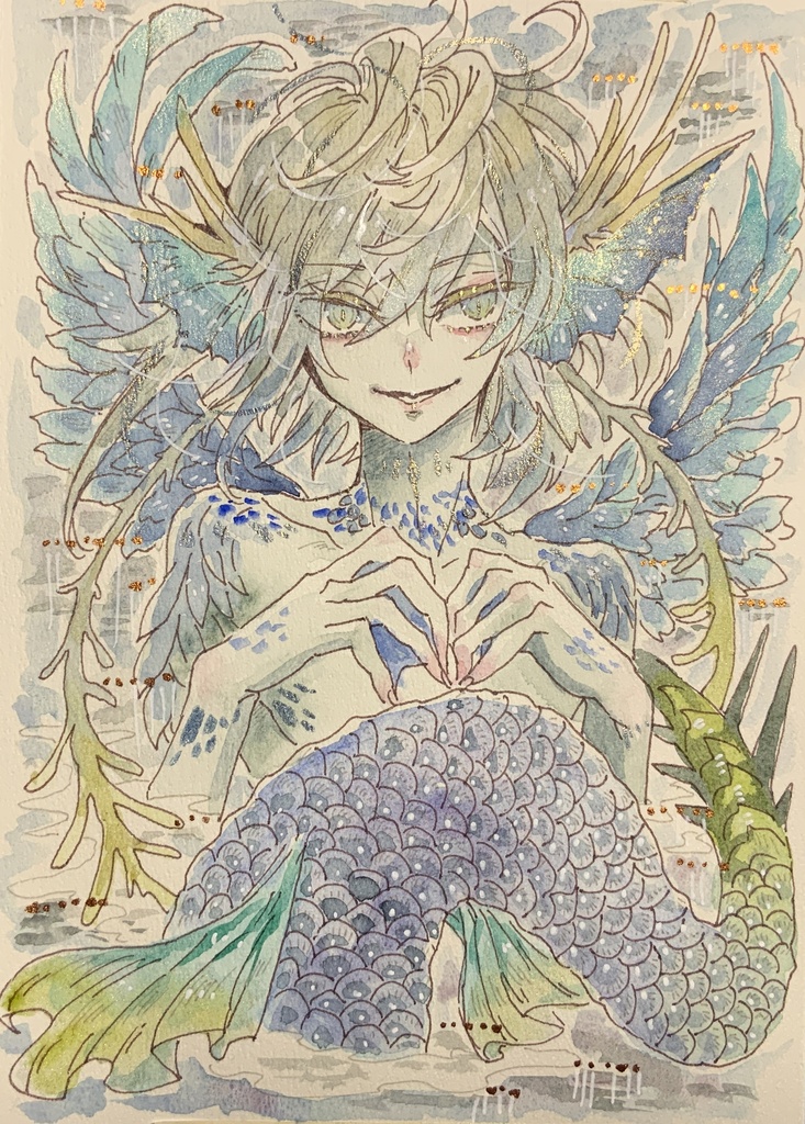 A5サイズ原画「寒雨の空竜」