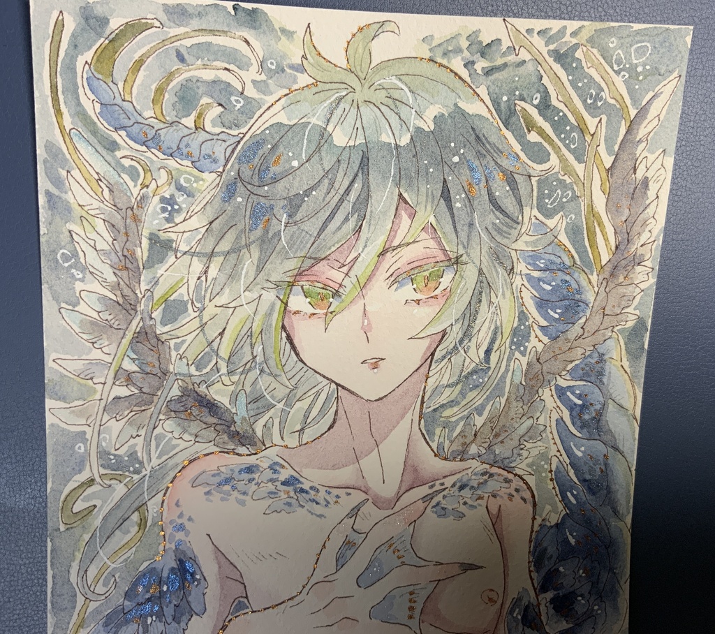 A5サイズ原画「深き泉の奏竜」
