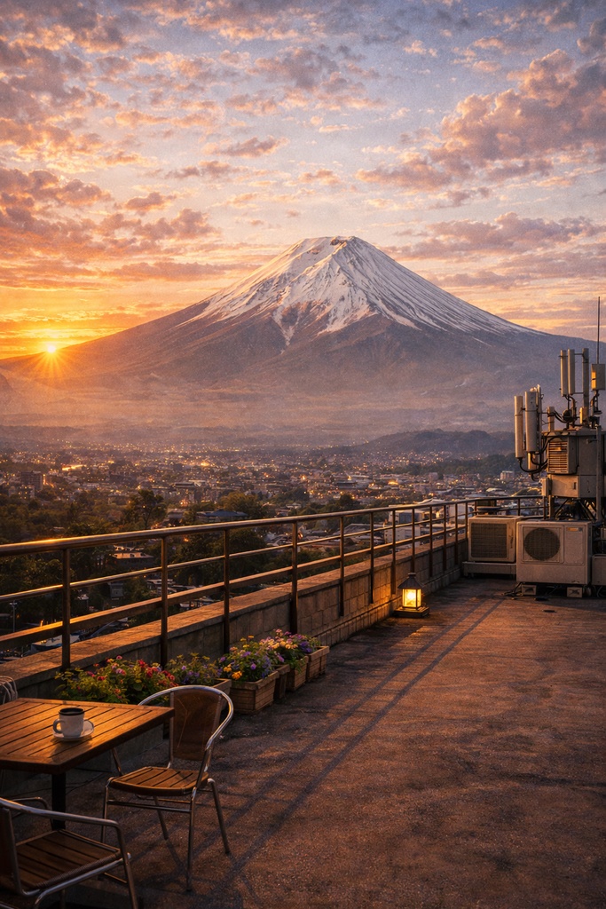 広大な山と共に