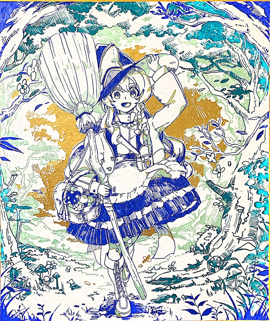 東方魔理沙　ペン画　212mm×182mm
