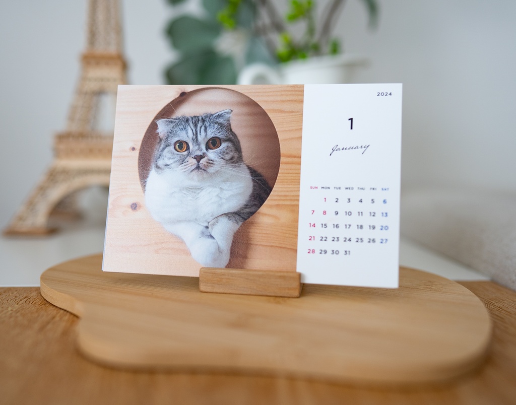 猫のぐうカレンダー2024（木製スタンド付き）