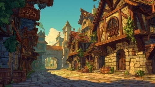 【高画質】ファンタジーゲーム風 背景画像パック|村・町の風景(8枚)