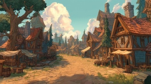 【高画質】ファンタジーゲーム風 背景画像パック|村・町の風景(8枚)