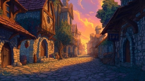 【高画質】ファンタジーゲーム風 背景画像パック|村・町の風景(8枚)