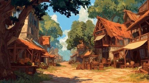 【高画質】ファンタジーゲーム風 背景画像パック|村・町の風景(8枚)