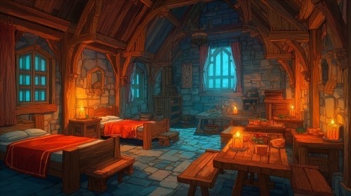 【高画質】ファンタジーゲーム風 背景画像パック|酒場・ギルドの内装(8枚)