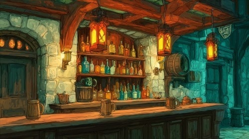 【高画質】ファンタジーゲーム風 背景画像パック|酒場・ギルドの内装(8枚)