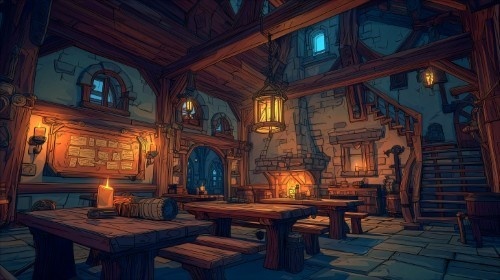 【高画質】ファンタジーゲーム風 背景画像パック|酒場・ギルドの内装(8枚)