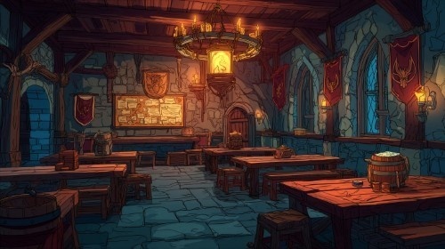 【高画質】ファンタジーゲーム風 背景画像パック|酒場・ギルドの内装(8枚)