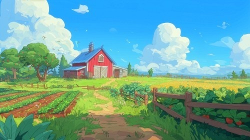 【高画質】農場ゲーム風 背景画像パック|ファームの風景(8枚)