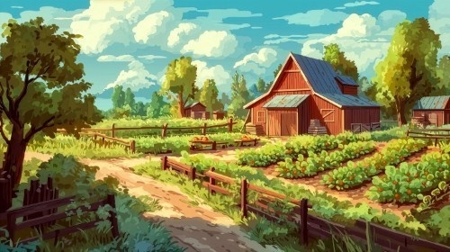 【高画質】農場ゲーム風 背景画像パック|ファームの風景(8枚)