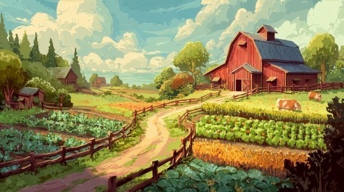 【高画質】農場ゲーム風 背景画像パック|ファームの風景(8枚)