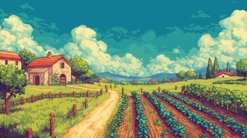 【高画質】農場ゲーム風 背景画像パック|ファームの風景(8枚)