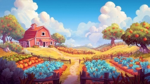 【高画質】農場ゲーム風 背景画像パック|ファームの風景(8枚)