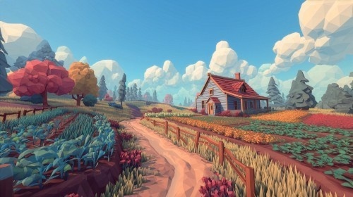 【高画質】農場ゲーム風 背景画像パック|ファームの風景(8枚)