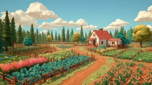 【高画質】農場ゲーム風 背景画像パック|ファームの風景(8枚)