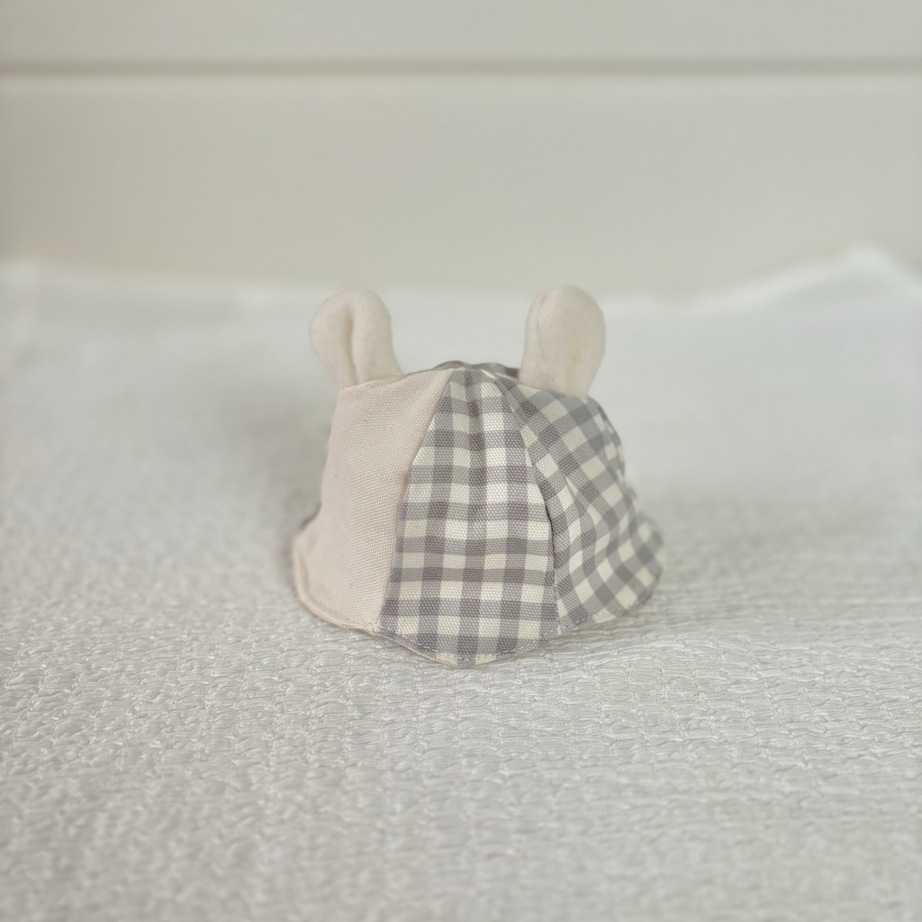 チェックうさみみハット ちびぐるみサイズ