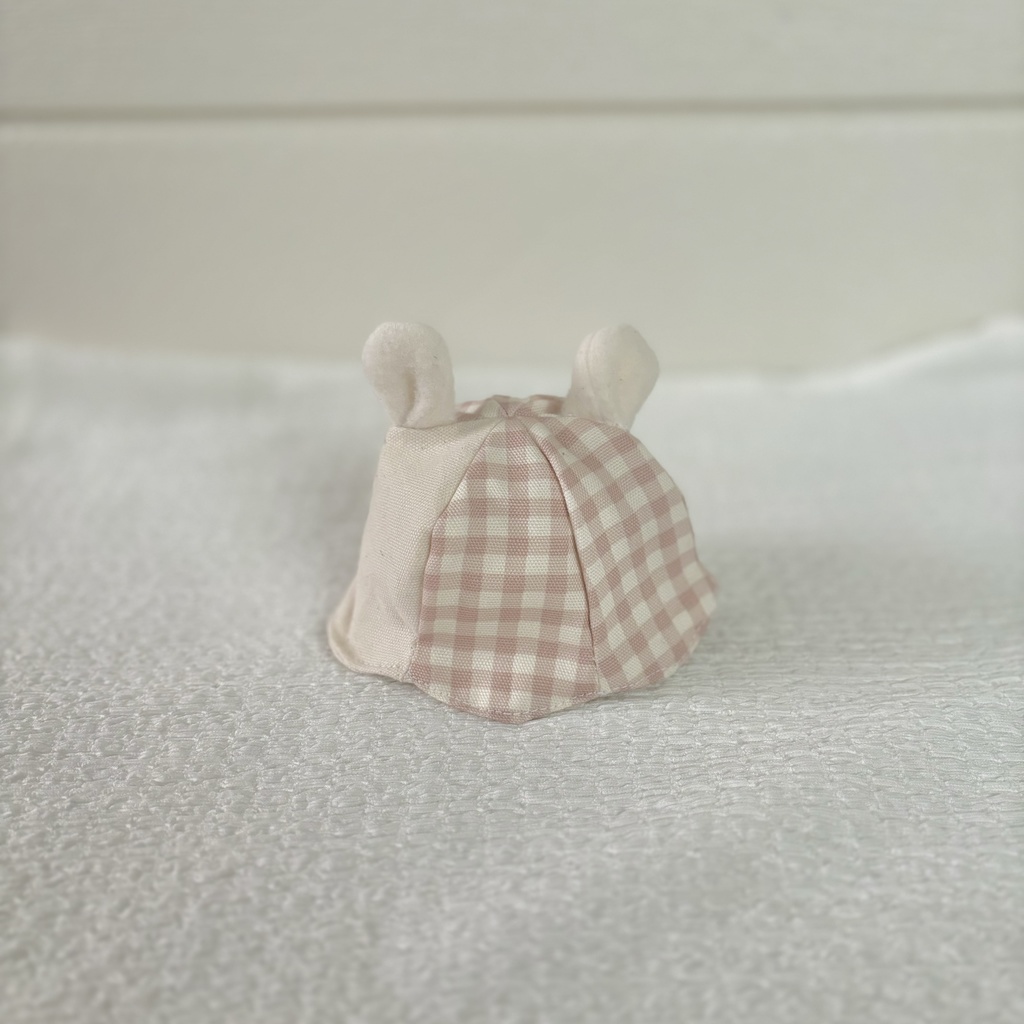 チェックうさみみハット ちびぐるみサイズ