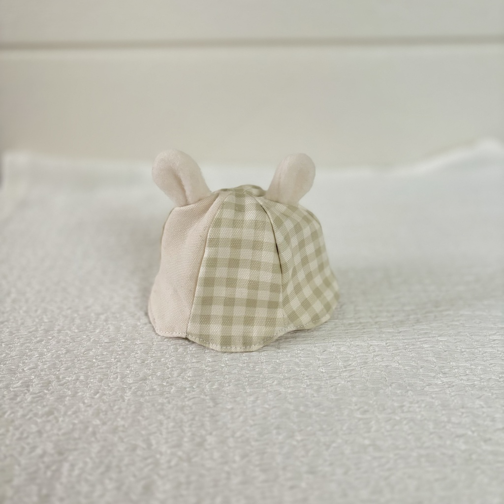 チェックうさみみハット ちびぐるみサイズ
