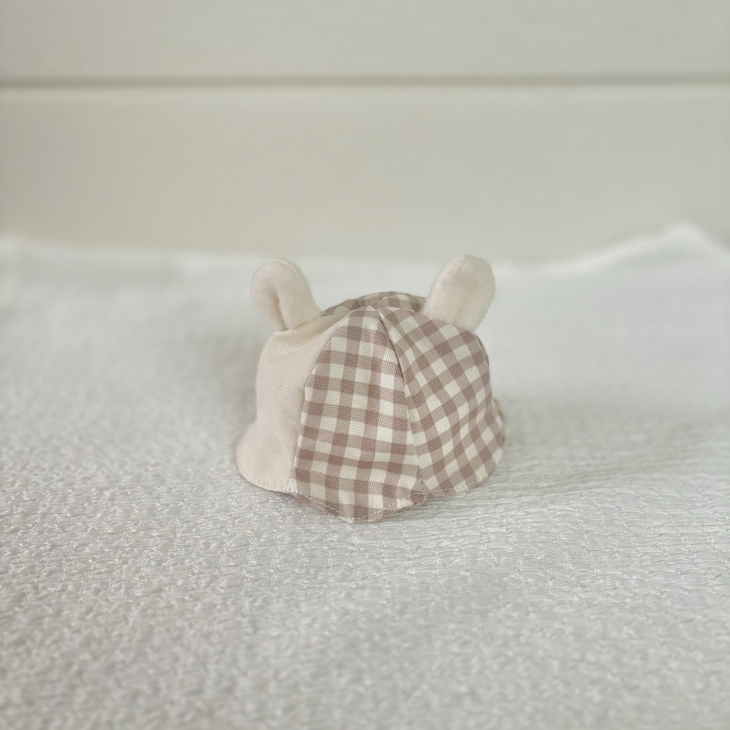 チェックうさみみハット ちびぐるみサイズ