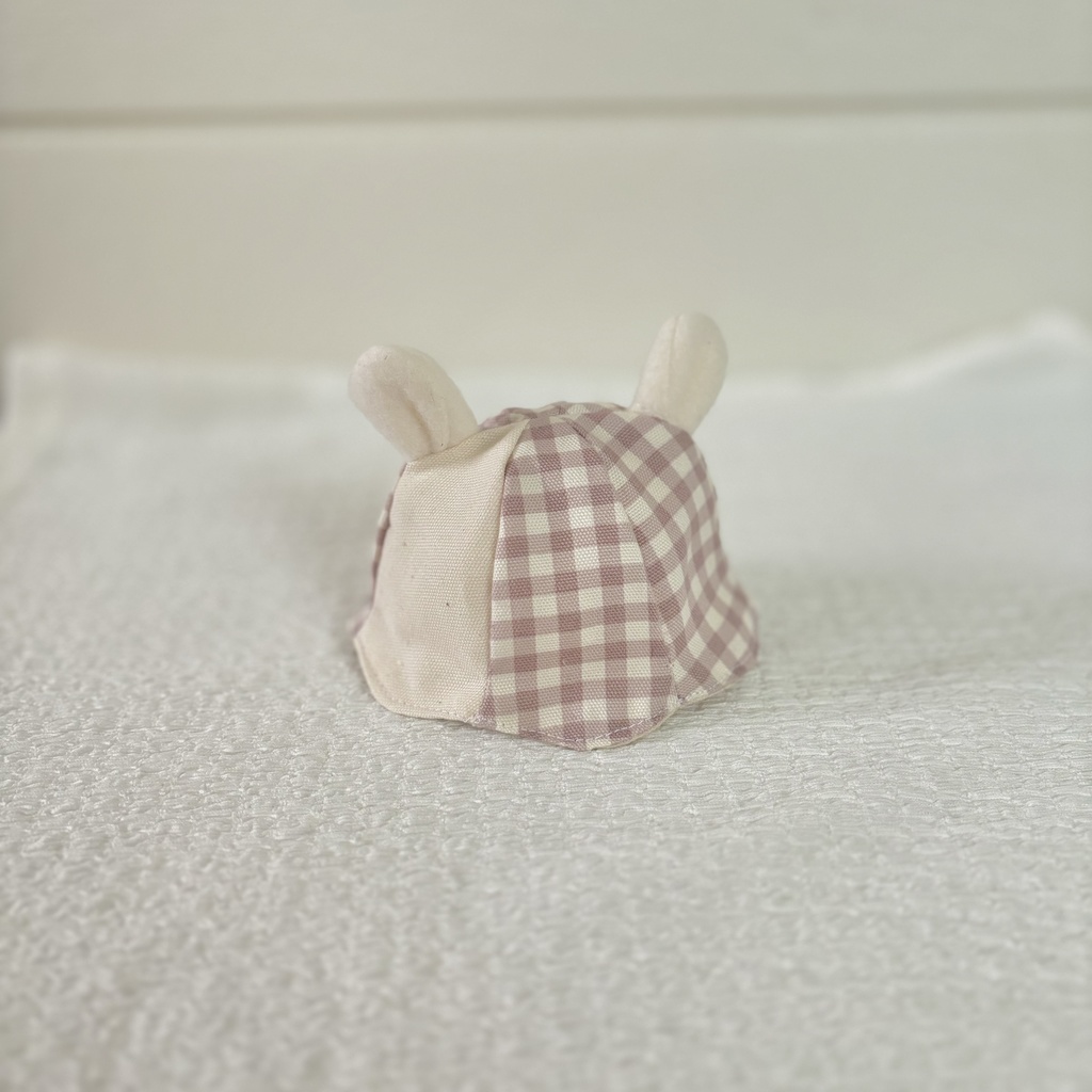 チェックうさみみハット ちびぐるみサイズ