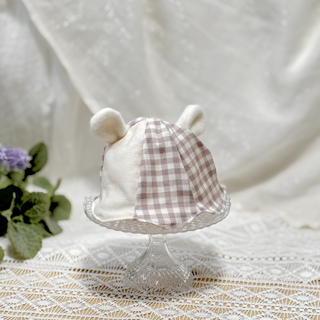 チェックうさみみハット 16cmぬいサイズ