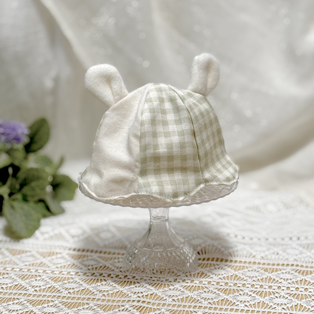 チェックうさみみハット 16cmぬいサイズ