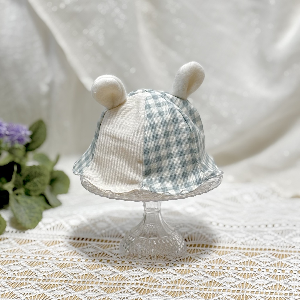 チェックうさみみハット 16cmぬいサイズ