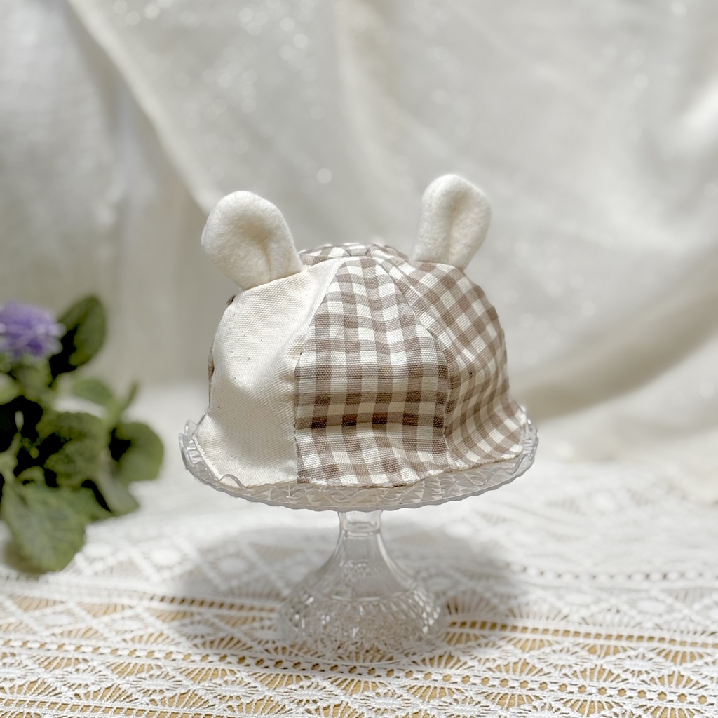 チェックうさみみハット 16cmぬいサイズ