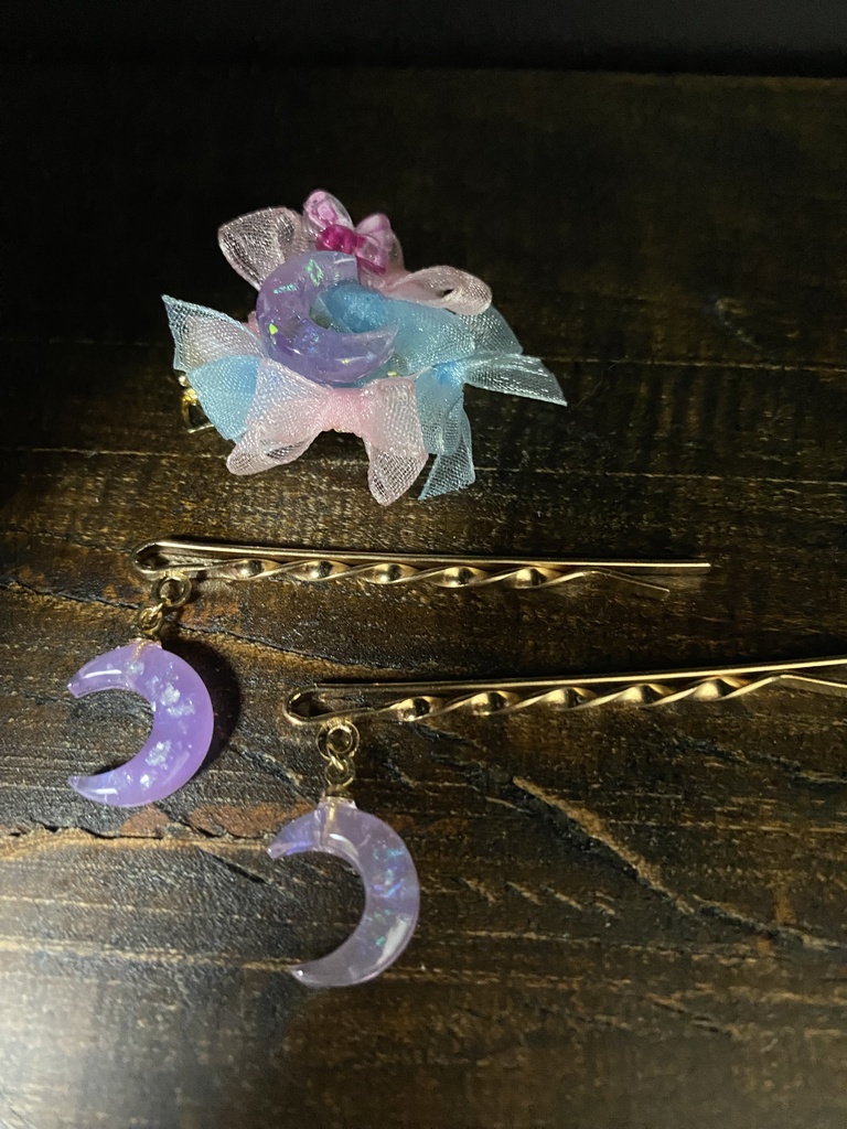 東方Project パチュリー・ノーレッジ ふわふわリボンのヘアピン