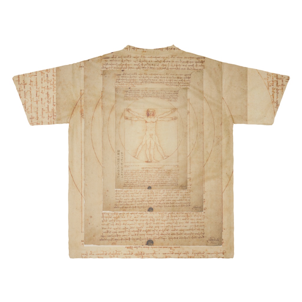 レオナルド・ダ・ヴィンチ - ウィトルウィウス的人体図 - アートTシャツ