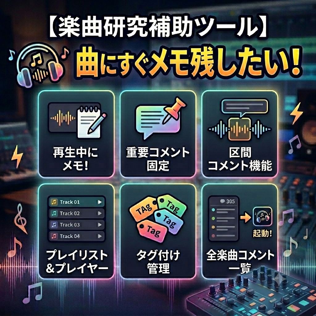 【楽曲研究補助ツール】曲にすぐメモ残したい！