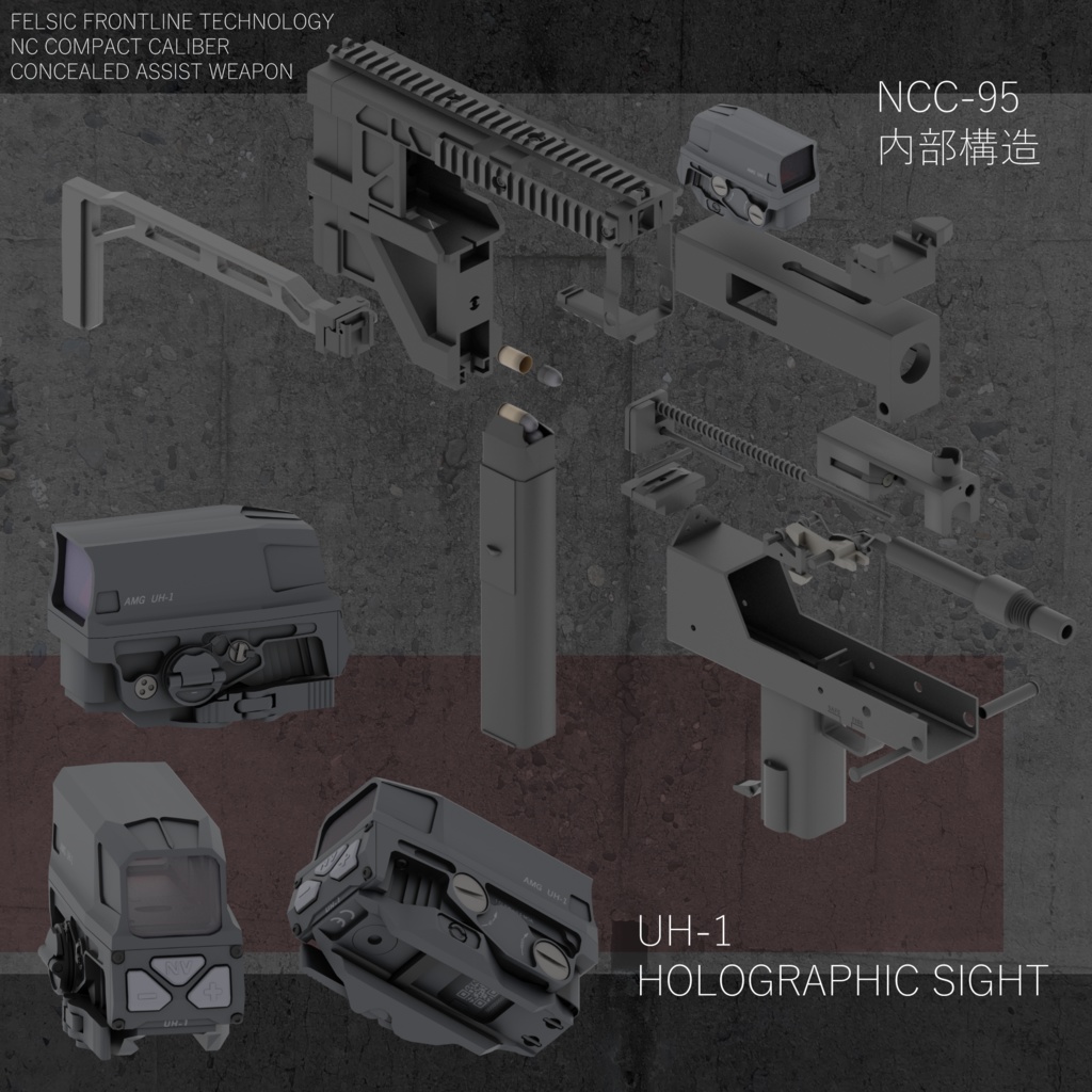 【VRChat対応】携行型短機関銃 NCC-95 CAW