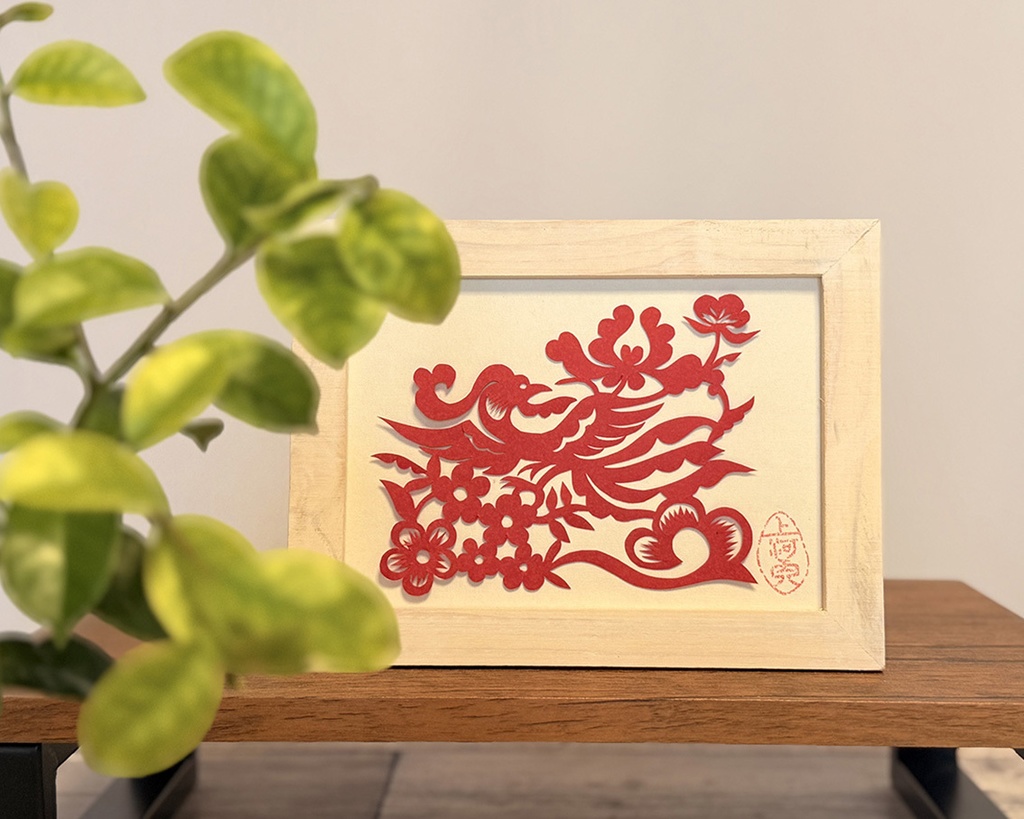 鳳戯牡丹（ほうぎぼたん）の切り紙