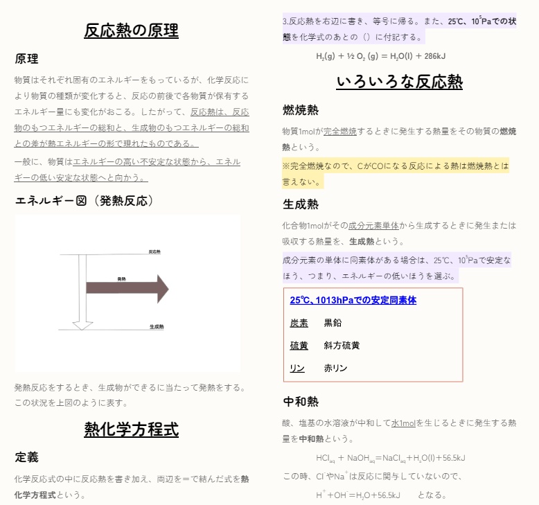 【サンプル】化学ー熱化学方程式