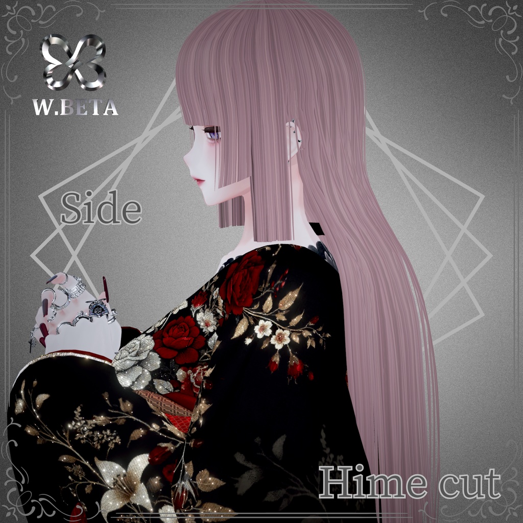 【VRC想定】3Dヘアモデル Hime cut