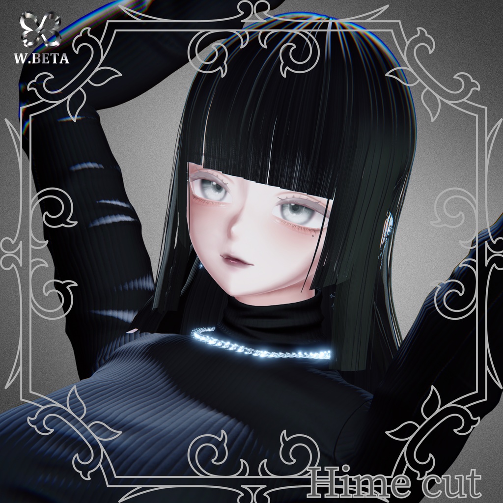 【VRC想定】3Dヘアモデル Hime cut