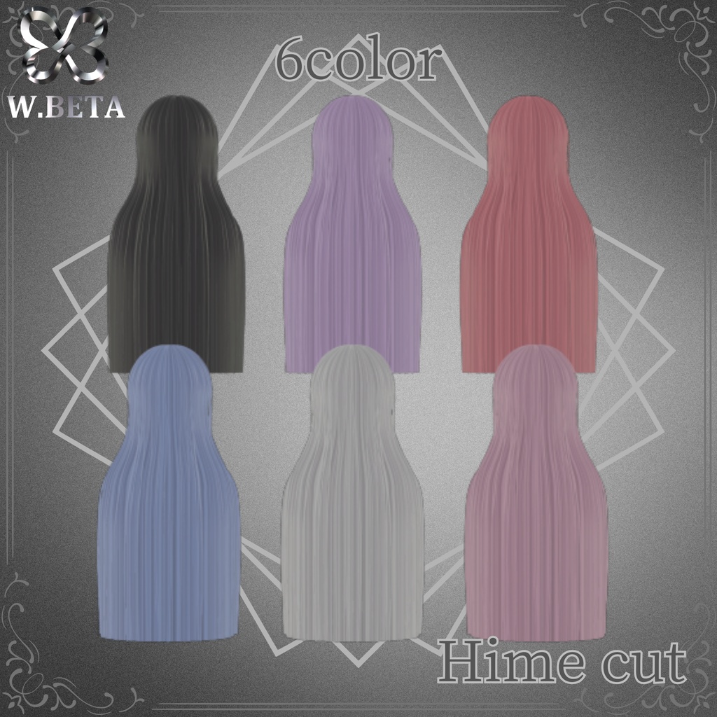 【VRC想定】3Dヘアモデル Hime cut