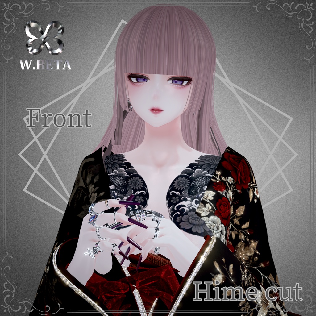 【VRC想定】3Dヘアモデル Hime cut