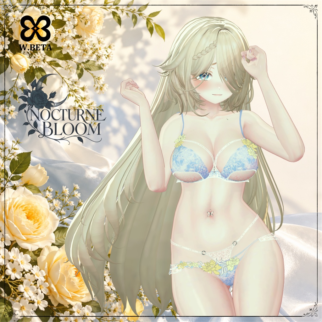 【8アバター対応/9色】NOCTURNE BLOOM | VRChat 3Dランジェリー衣装