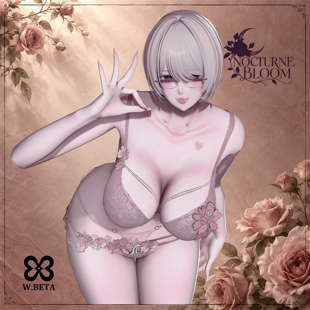 【8アバター対応/9色】NOCTURNE BLOOM | VRChat 3Dランジェリー衣装